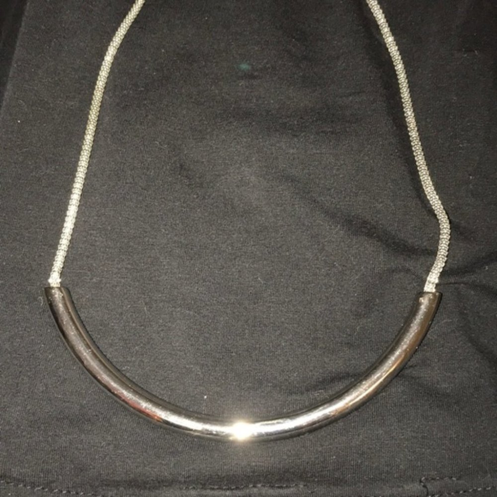 Express silver round half circle necklace
